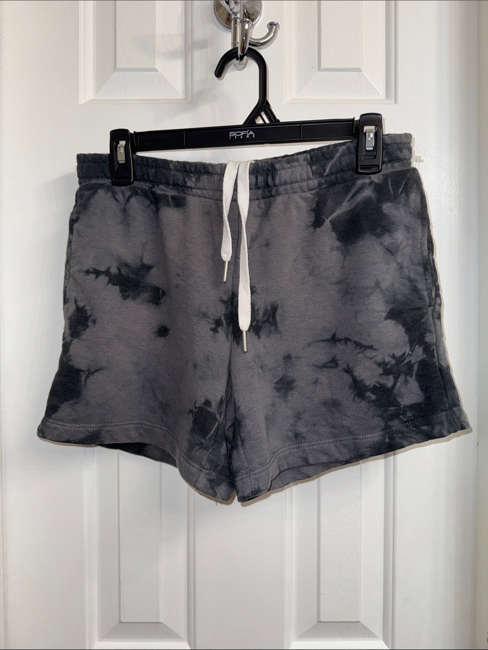 Members Only Women's Gray Tie-Dye Lounge Shorts with Drawstring